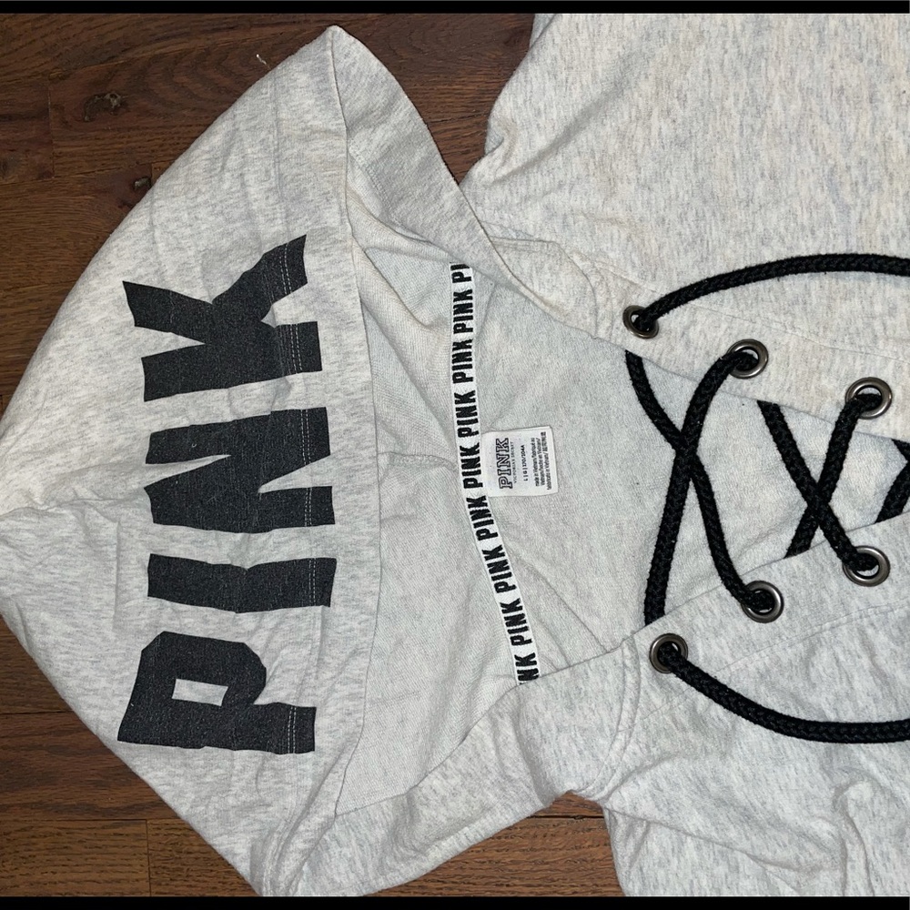 Victoria’s Secret PINK Grey Lace Up Sweatshirt